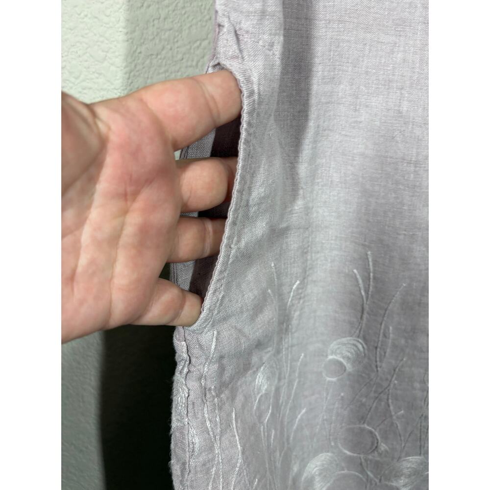 Womens Size Small Mini Sheath Dress Lavender Linen Embroidered Hem Italy - Picture 7 of 9
